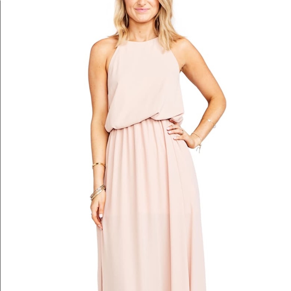 SHOW ME YOUR MUMU HEATHER HALTER MAXI DRESS NUDE